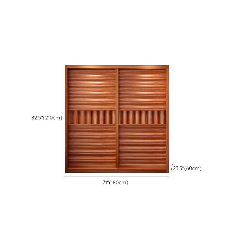 Brown Engineered Wood Wardrobe with Sliding Doors Modern Cabinet for Bedroom