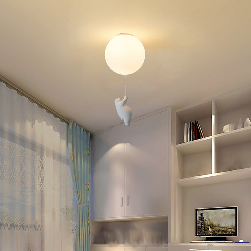 Contemporary Ceiling Lamp Creative Bear Flush Mount Light Fixture