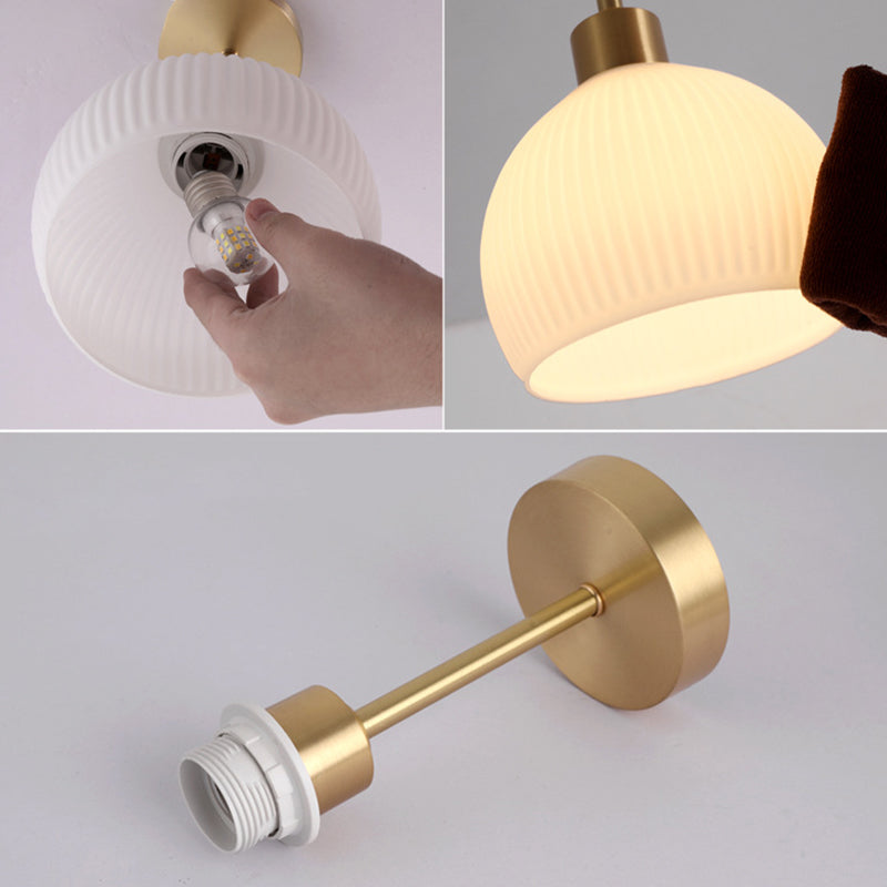 Contemporary Ceiling Lamp Glass Shade Flush Mount Light Fixture