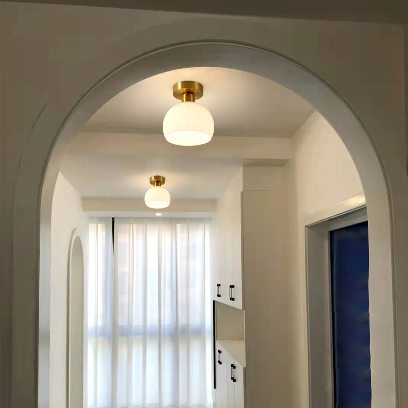 Contemporary Ceiling Lamp Glass Shade Flush Mount Light Fixture