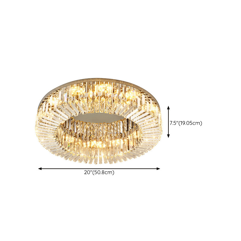 Modern Flush Mount Lamp Round Ceiling Lighting with Crystal for Bedroom
