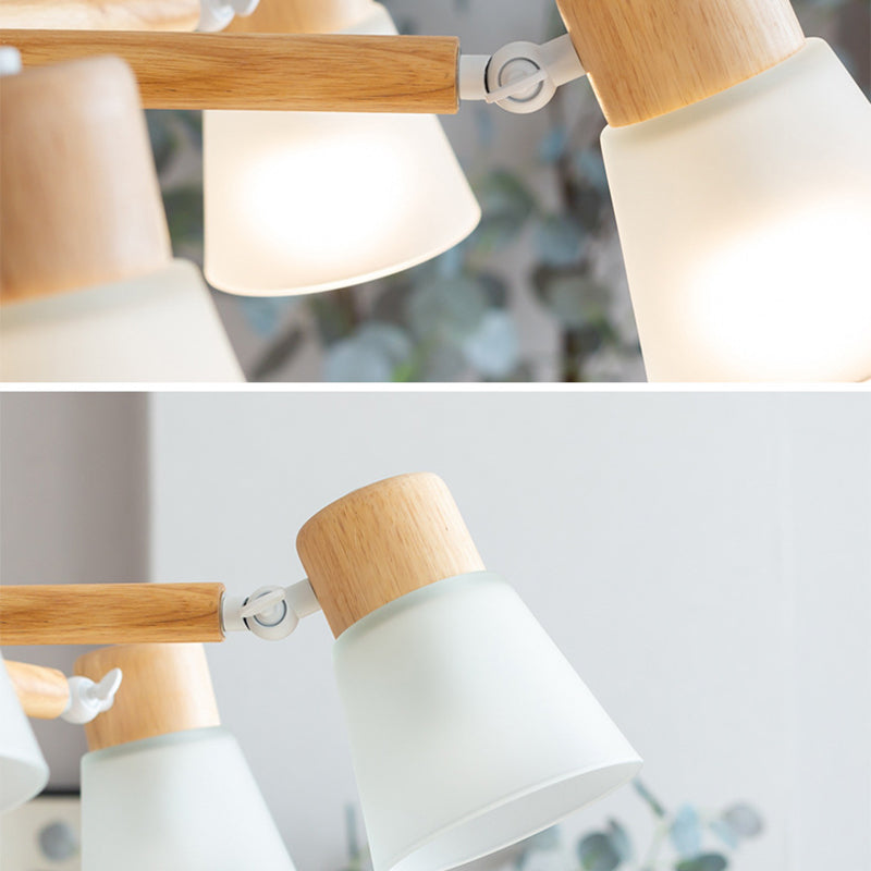 Nordic Ceiling Lighting Radial Semi Flush Mount with Wood for Living Room