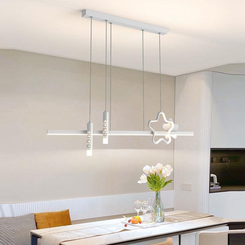 4-Light Modern Black/White Kitchen Island Lighting LED Ceiling Light for Bedroom