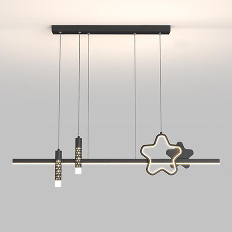 4-Light Modern Black/White Kitchen Island Lighting LED Ceiling Light for Bedroom