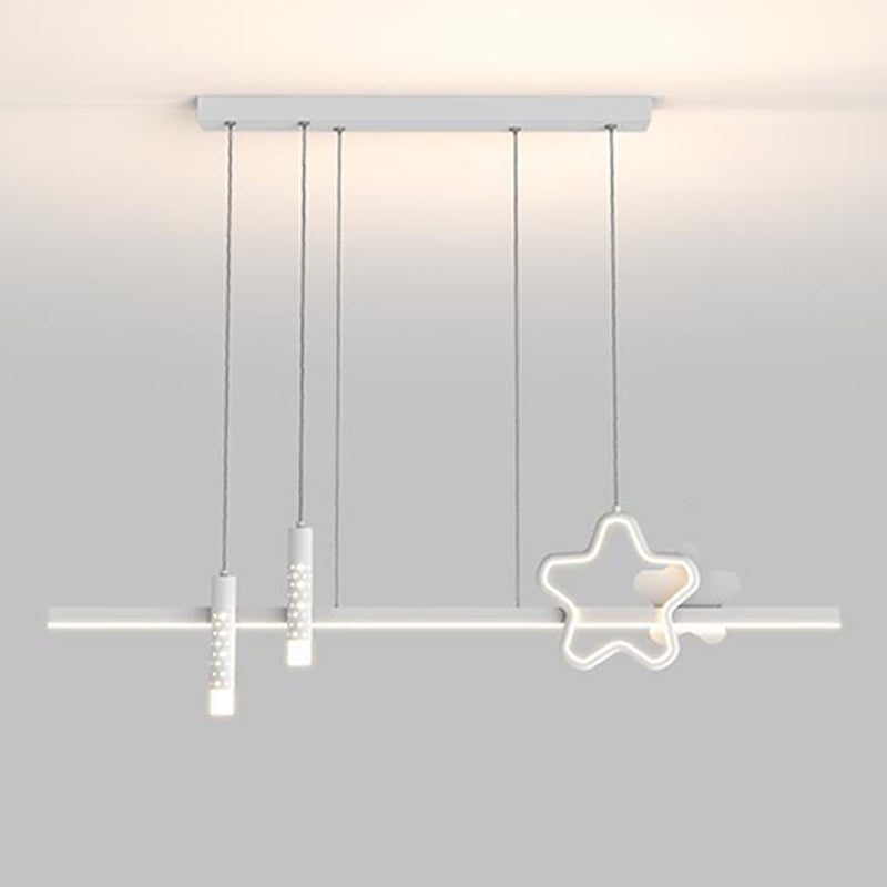 4-Light Modern Black/White Kitchen Island Lighting LED Ceiling Light for Bedroom