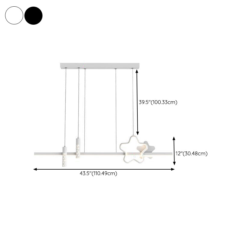 4-Light Modern Black/White Kitchen Island Lighting LED Ceiling Light for Bedroom