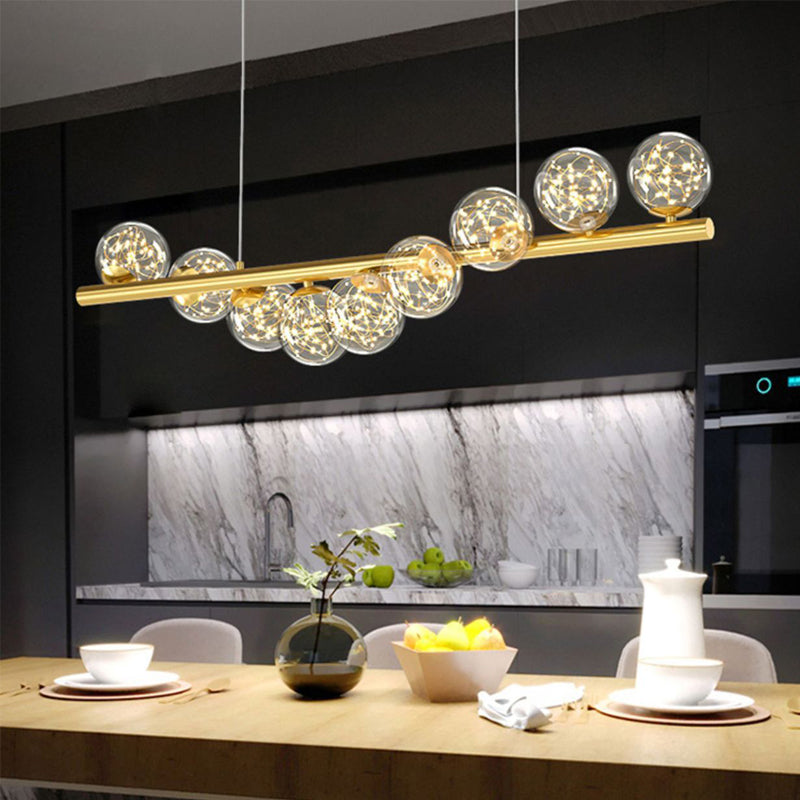 7/9/11-Light Contemporary Golden Kitchen Island Lighting Shaded Ceiling Light for Bedroom