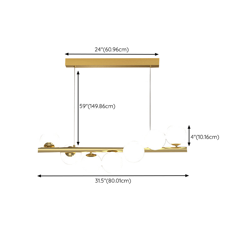 7/9/11-Light Contemporary Golden Kitchen Island Lighting Shaded Ceiling Light for Bedroom