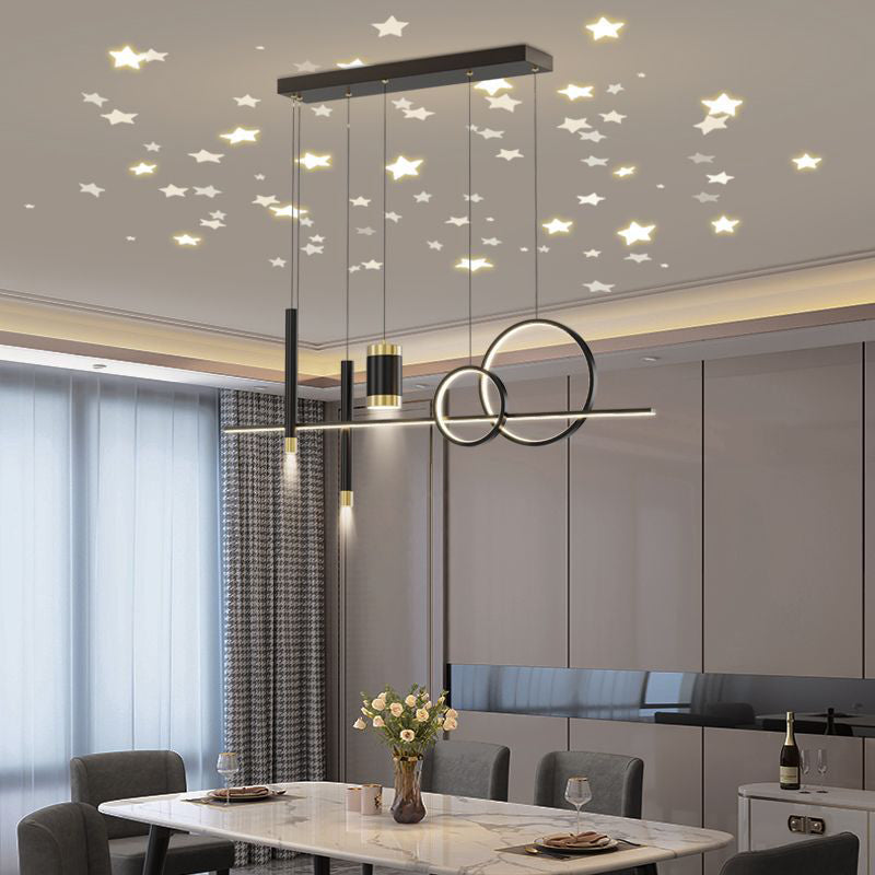 6/7-Light Contemporary Black Kitchen Island Lighting LED Ceiling Light for Bedroom