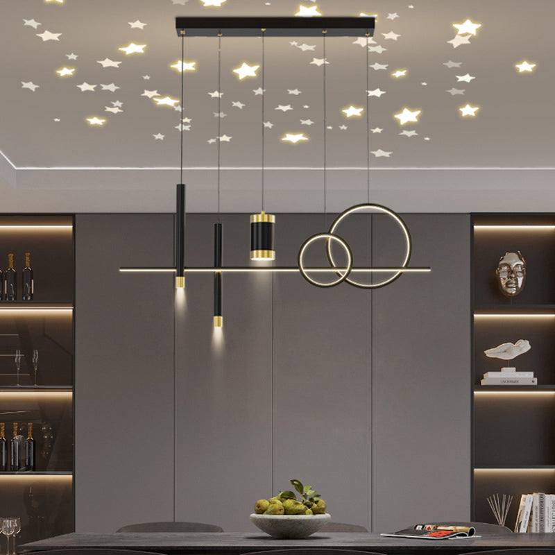 6/7-Light Contemporary Black Kitchen Island Lighting LED Ceiling Light for Bedroom