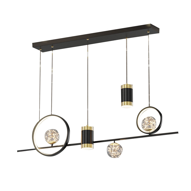 6/7-Light Contemporary Black Kitchen Island Lighting LED Ceiling Light for Bedroom