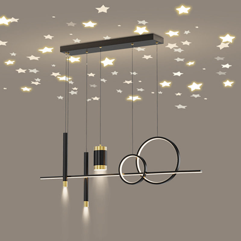 6/7-Light Contemporary Black Kitchen Island Lighting LED Ceiling Light for Bedroom