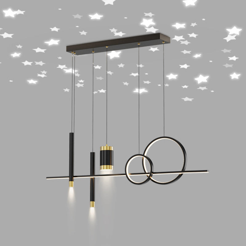 6/7-Light Contemporary Black Kitchen Island Lighting LED Ceiling Light for Bedroom