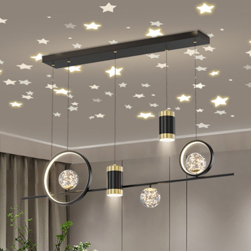 6/7-Light Contemporary Black Kitchen Island Lighting LED Ceiling Light for Bedroom