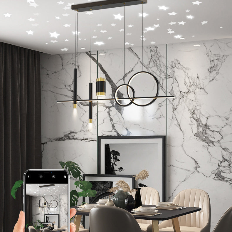 6/7-Light Contemporary Black Kitchen Island Lighting LED Ceiling Light for Bedroom