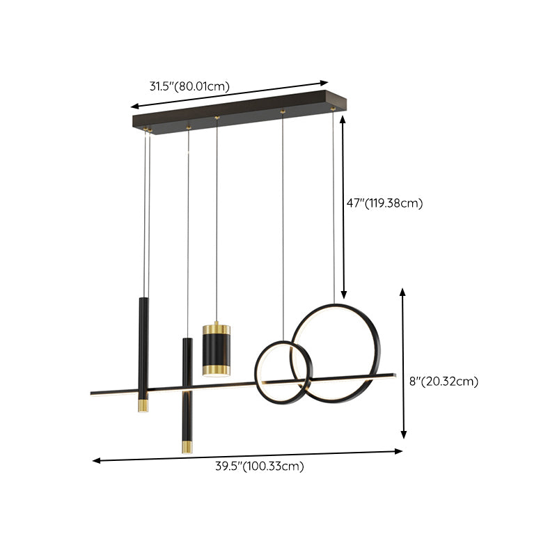 6/7-Light Contemporary Black Kitchen Island Lighting LED Ceiling Light for Bedroom