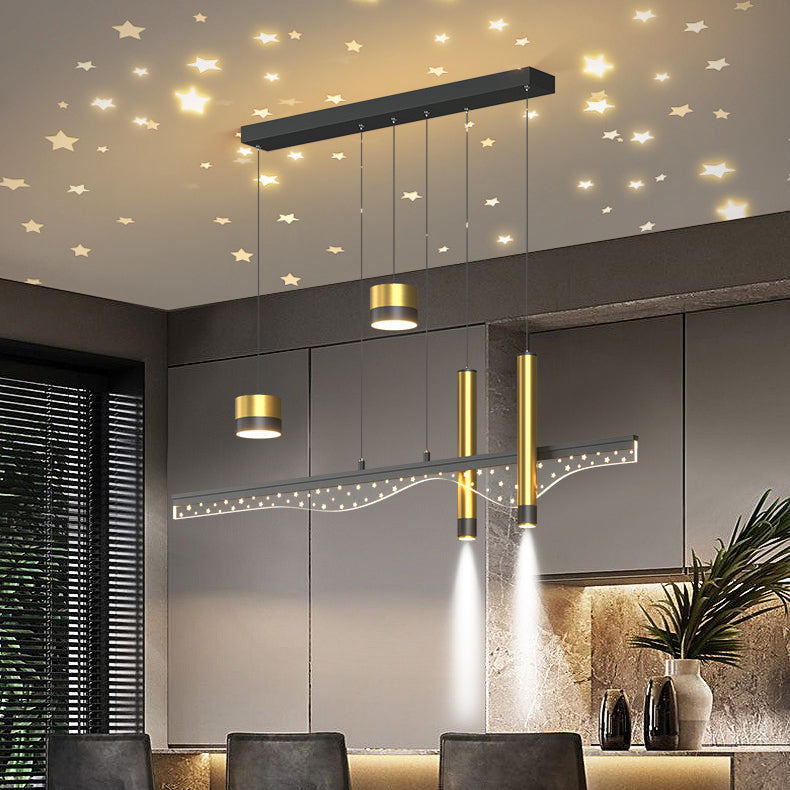 3/4/5-Light Contemporary Black Kitchen Island Lighting LED Ceiling Light for Foyer