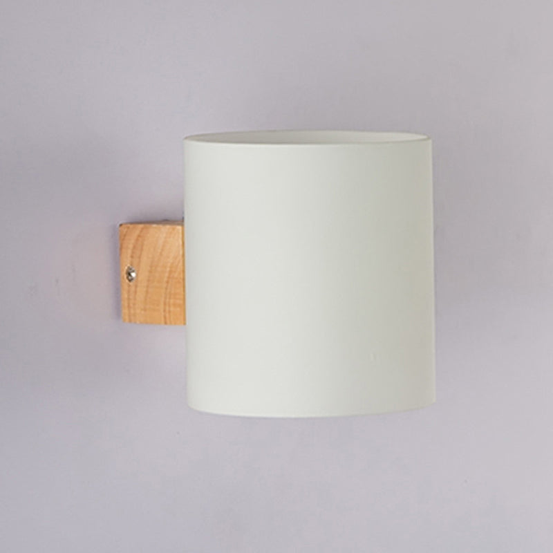 Modern Style Cylinder Shape Wall Lamp Wood Sconces Light for Bedroom