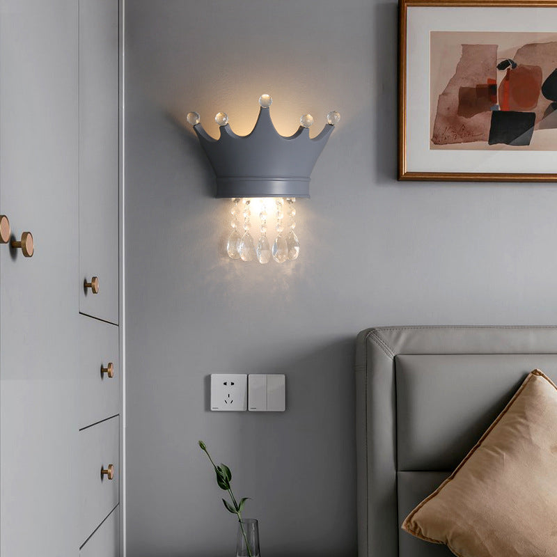 Crystal Crown Shape Wall Light Modern Style 2 Lights Wall Light Sconce