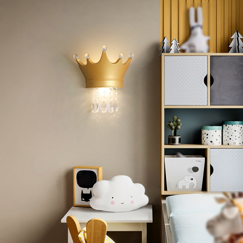 Crystal Crown Shape Wall Light Modern Style 2 Lights Wall Light Sconce