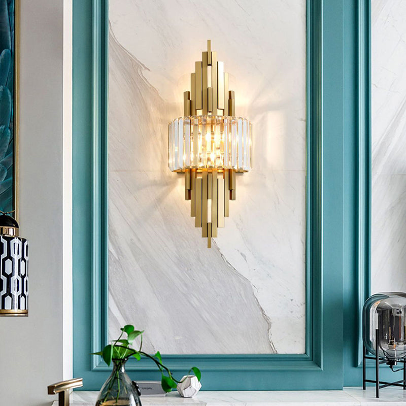 2-Light Geometric Wall Light Modern Crystal Wall Light Fixture