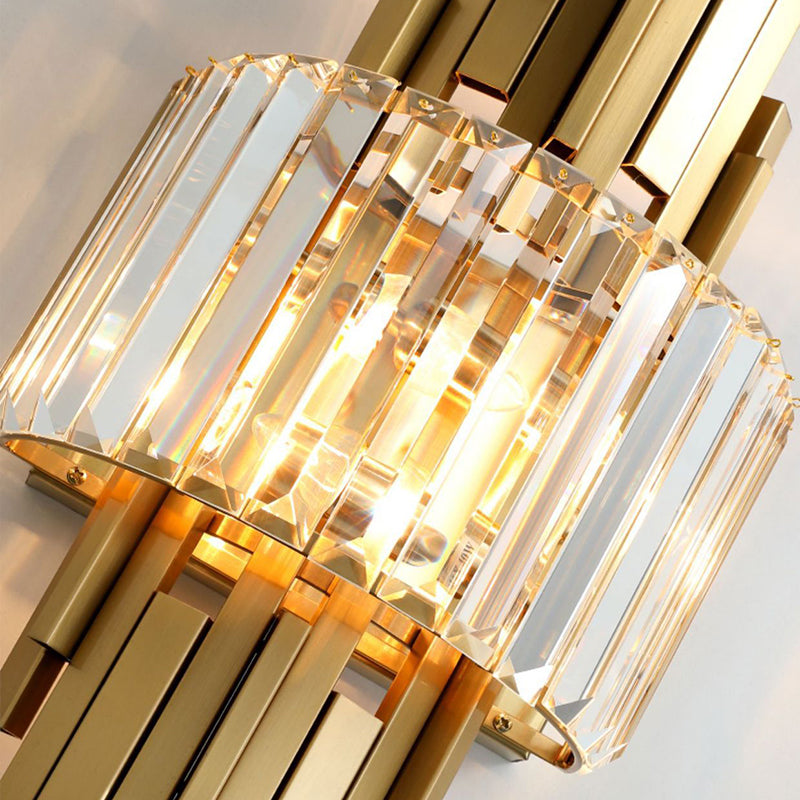 2-Light Geometric Wall Light Modern Crystal Wall Light Fixture