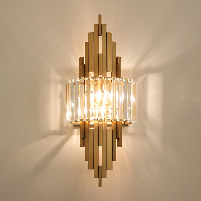 2-Light Geometric Wall Light Modern Crystal Wall Light Fixture