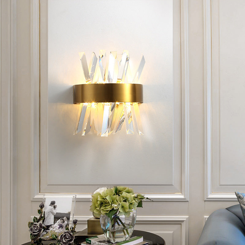 Geometric Shape Crystal Wall Light Modern Style 2 Lights Wall Light Sconce in Gold