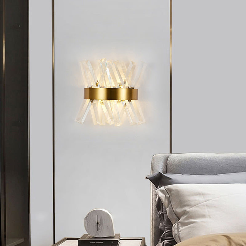 Geometric Shape Crystal Wall Light Modern Style 2 Lights Wall Light Sconce in Gold