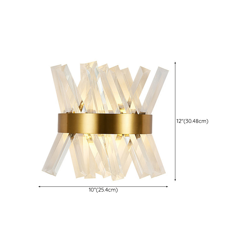 Geometric Shape Crystal Wall Light Modern Style 2 Lights Wall Light Sconce in Gold