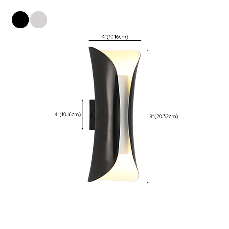Curl Shape Wall Light Modern Style Metal 1 Light Sconce in Black/White