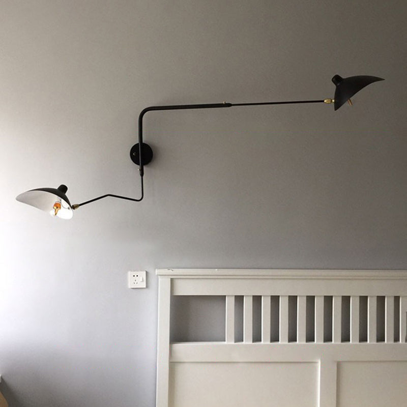 Black Modern Wall Sconce Geometric Shape Wall Light with Metal Shade for Bedroom