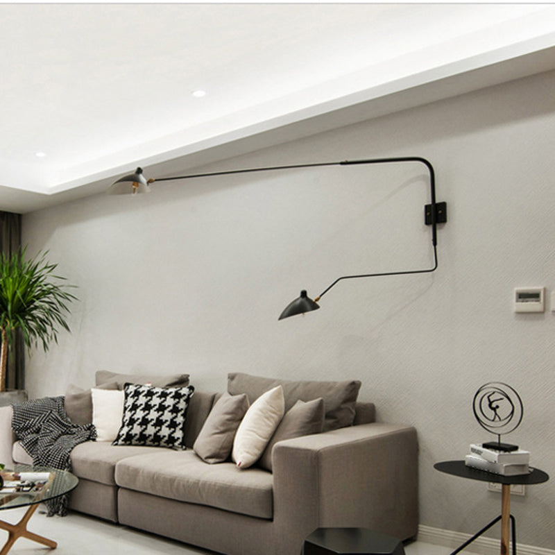 Black Modern Wall Sconce Geometric Shape Wall Light with Metal Shade for Bedroom