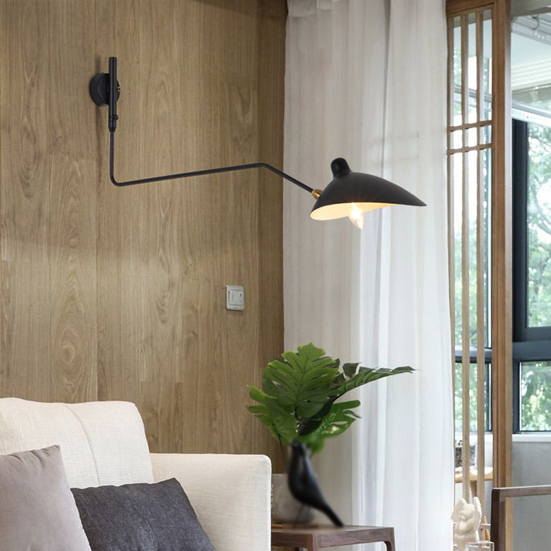Black Modern Wall Sconce Geometric Shape Wall Light with Metal Shade for Bedroom