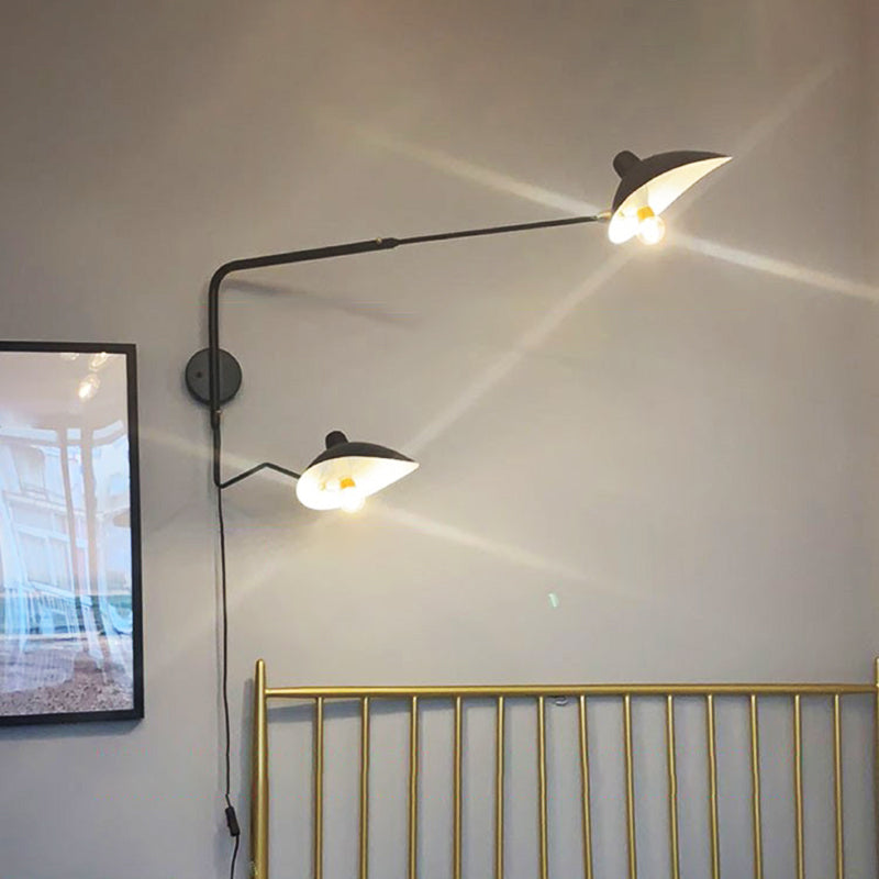 Black Modern Wall Sconce Geometric Shape Wall Light with Metal Shade for Bedroom
