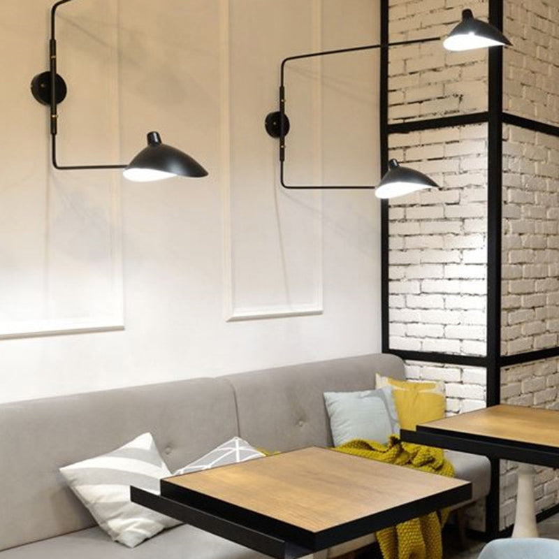 Black Modern Wall Sconce Geometric Shape Wall Light with Metal Shade for Bedroom