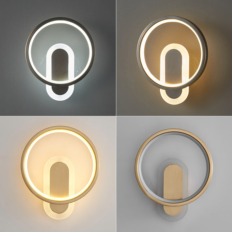 2-Light Round Wall Sconce Light Modern Metal Wall Sconce Lighting