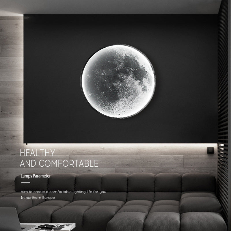 LED Modern Metal Wall Sconce Circle Shape Wall Light with Acrylic Shade for Bedroom