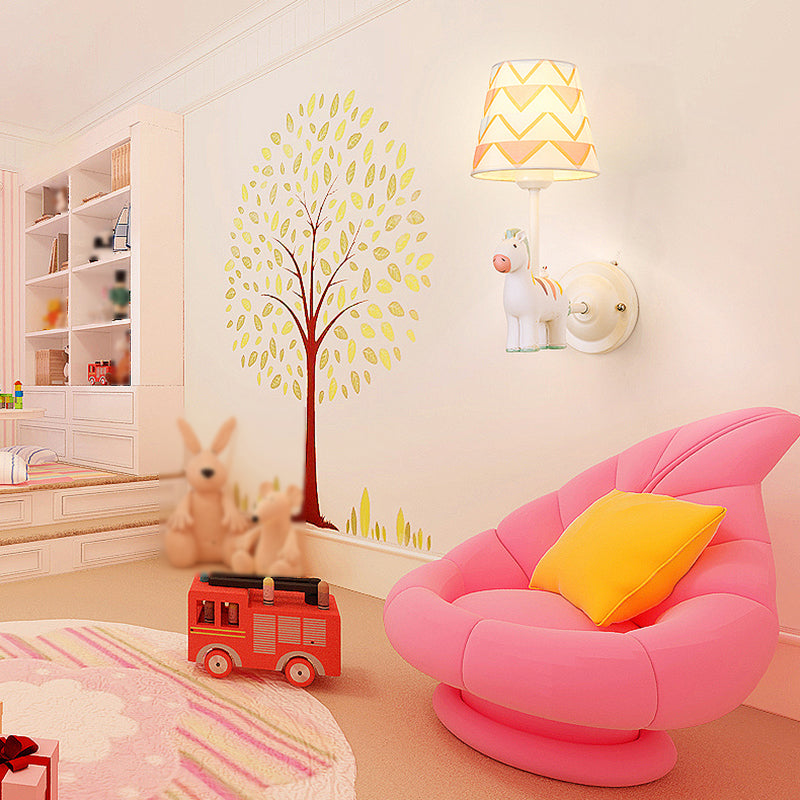 Nordic Style Wall Light Fabric Shade Wall Lamp for Children's Room (Included Doll)