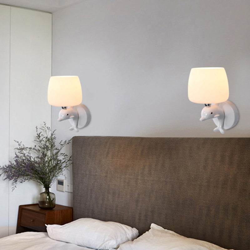 Cartoon Style Iron Wall Light Dolphin Shape Wall Lamp for Children's Room