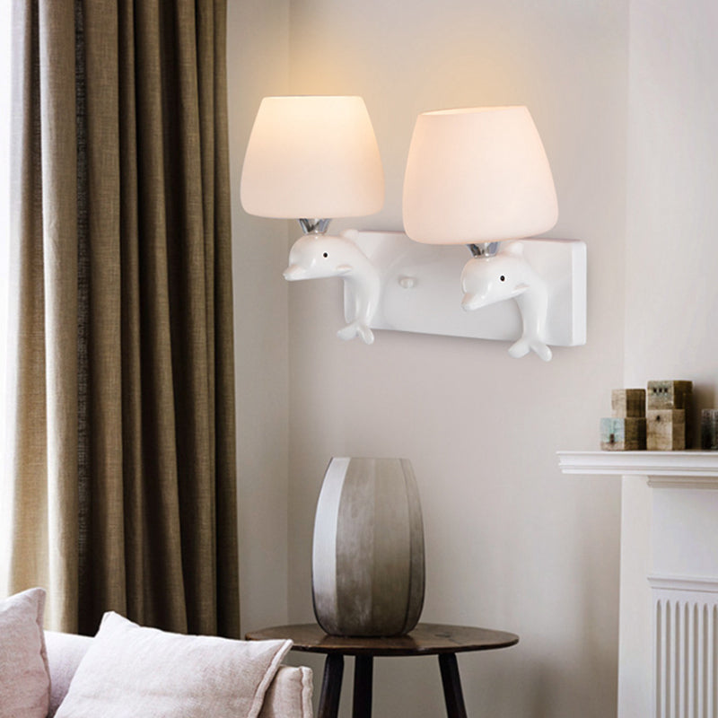 Cartoon Style Iron Wall Light Dolphin Shape Wall Lamp for Children's Room