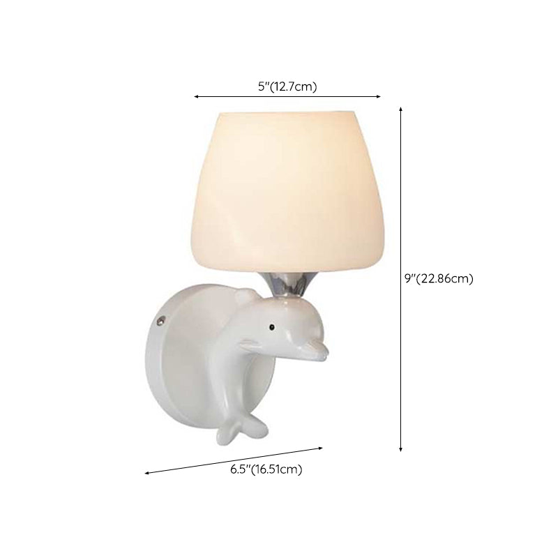 Cartoon Style Iron Wall Light Dolphin Shape Wall Lamp for Children's Room