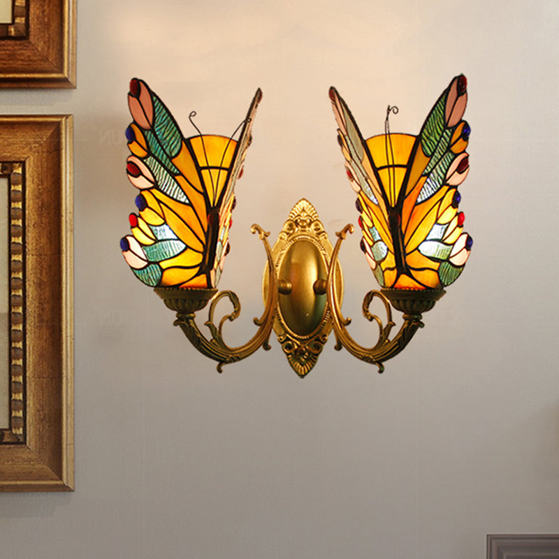 Tiffany Butterfly Sconce Light Fixtures Glass Wall Light Sconce for Bedroom