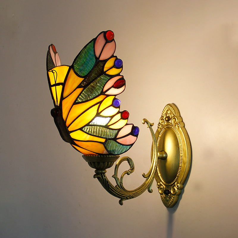 Tiffany Butterfly Sconce Light Fixtures Glass Wall Light Sconce for Bedroom