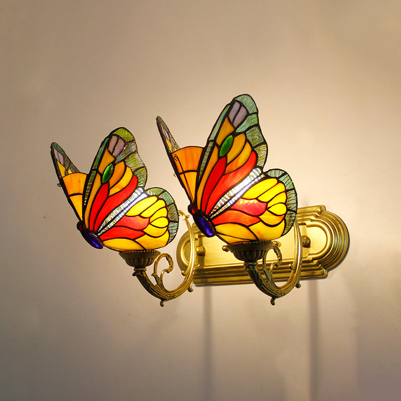 Tiffany Butterfly Sconce Light Fixtures Glass Wall Light Sconce for Bedroom