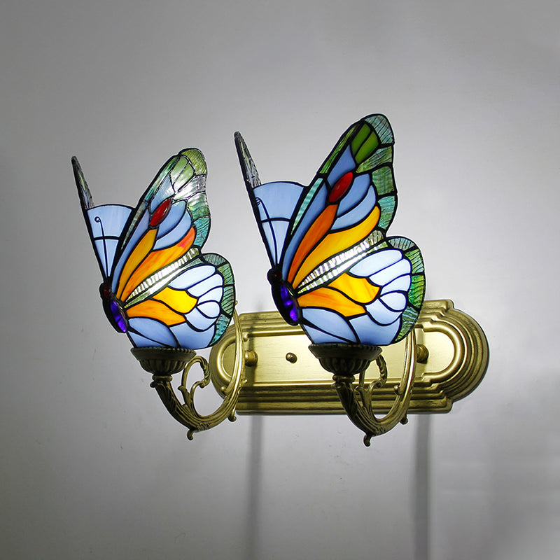 Tiffany Butterfly Sconce Light Fixtures Glass Wall Light Sconce for Bedroom