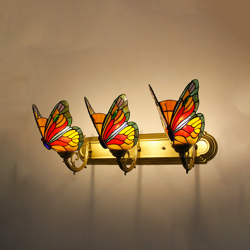 Tiffany Butterfly Sconce Light Fixtures Glass Wall Light Sconce for Bedroom