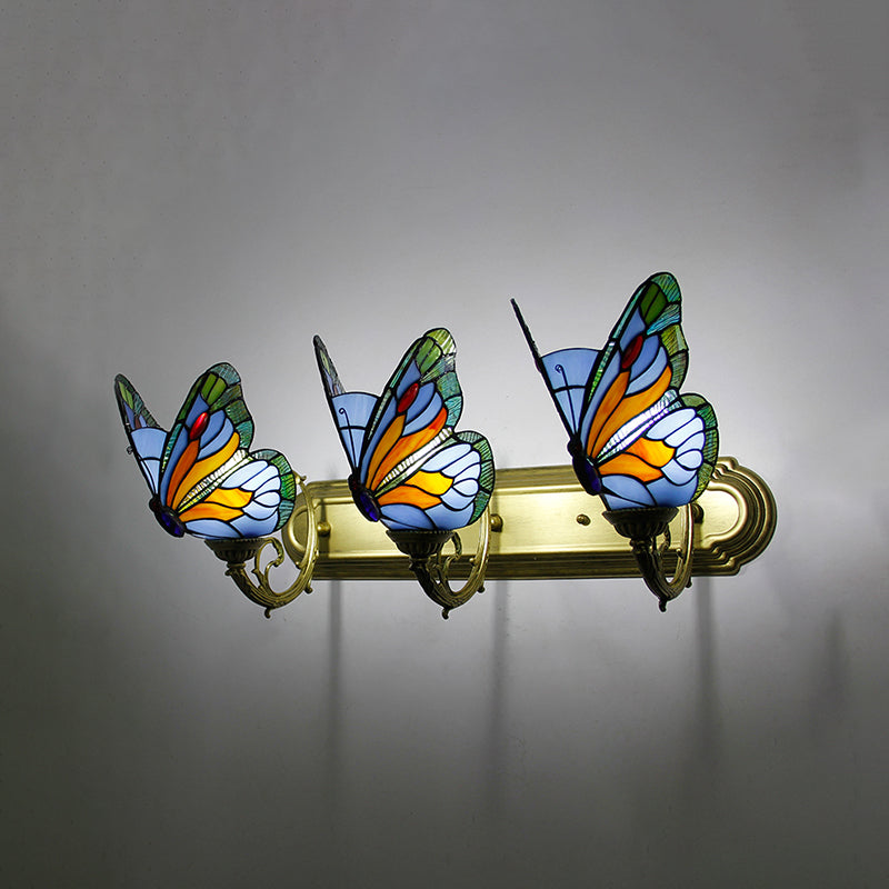 Tiffany Butterfly Sconce Light Fixtures Glass Wall Light Sconce for Bedroom