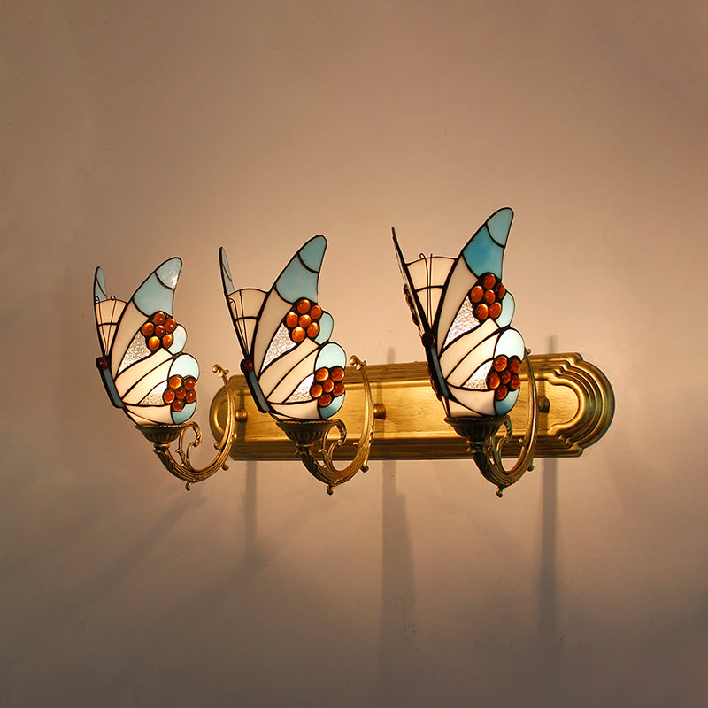 Tiffany Butterfly Sconce Light Fixtures Glass Wall Light Sconce for Bedroom