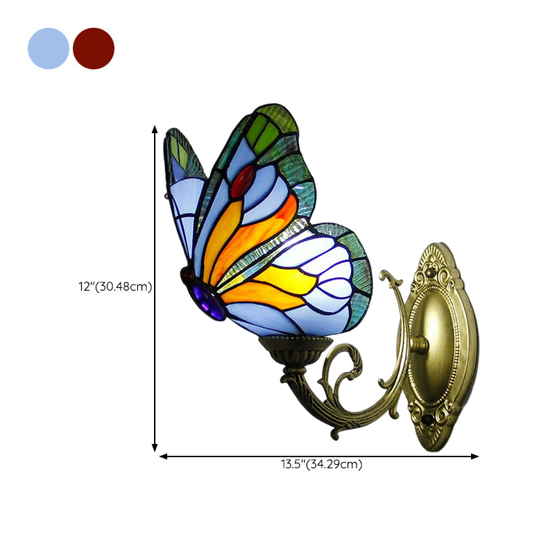 Tiffany Butterfly Sconce Light Fixtures Glass Wall Light Sconce for Bedroom